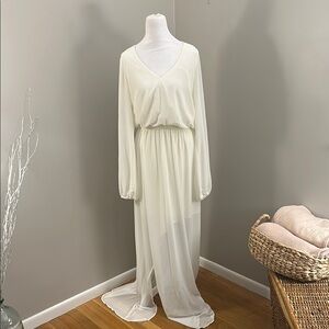 NWT Show Me Your Mumu Jocelyn White Long Sleeve Sheer Maxi Dress, Sz M